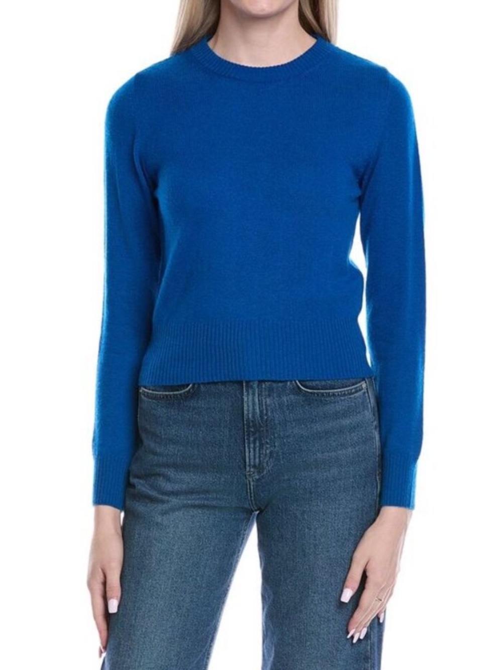 Brodie Merino Wool/Cashmere Blend Royal Blue Crewneck Sweater